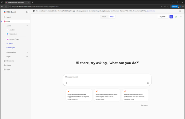 MS Copilot for Enterprise's Page